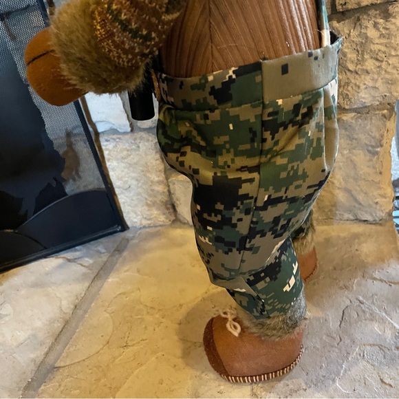 Large Christmas Holiday Plush Moose Camo Overalls & Hat Binoculars Stander 22" H - Picture 6 of 12